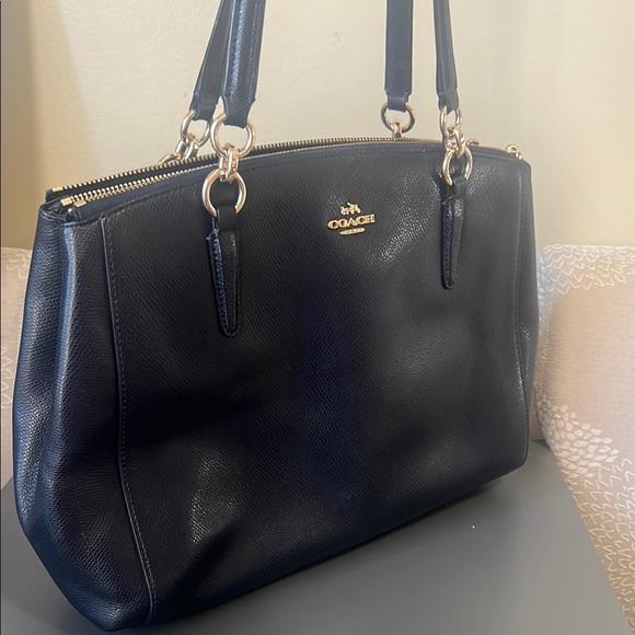 Coach Black Leather Tote Bag - Picture 1 of 11